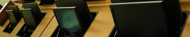 Picture of Training Room - This is an image of a training room where computers are built into the desks.